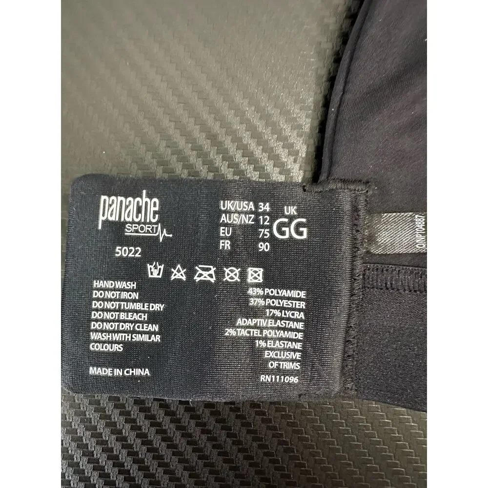 NWOT Panache Sport Underwire Sports Bra Black Size 34 - Picture 3 of 6